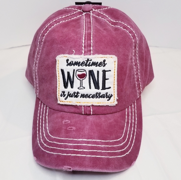 Hat Sometimes Wine is Just Necessary Logo Novelty - Picture 2 of 8